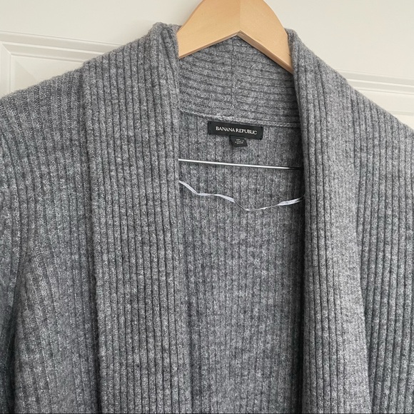Banana Republic merino-blend long cardigan in heather grey size M - Picture 4 of 9